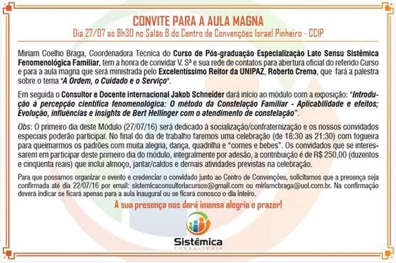 CONVITE PARA A AULA MAGNA