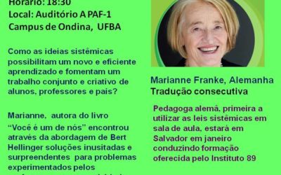 Constelação na UFBA apoiado por Marianne Franke (Alemanha) e consteladores baianos. Mais uma expansão no mundo acadêmico!