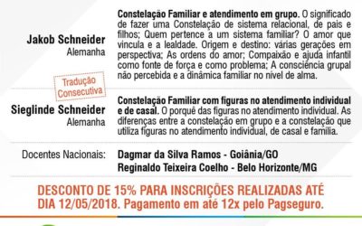 Inscrições 1º Módulo Sistêmica Fenomenológica Familiar e Pedagógica